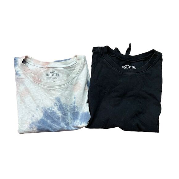 Hollister Small T-Shirt Set of 2 Cropped Tees Top Tie Front TieDye - Picture 1 of 10